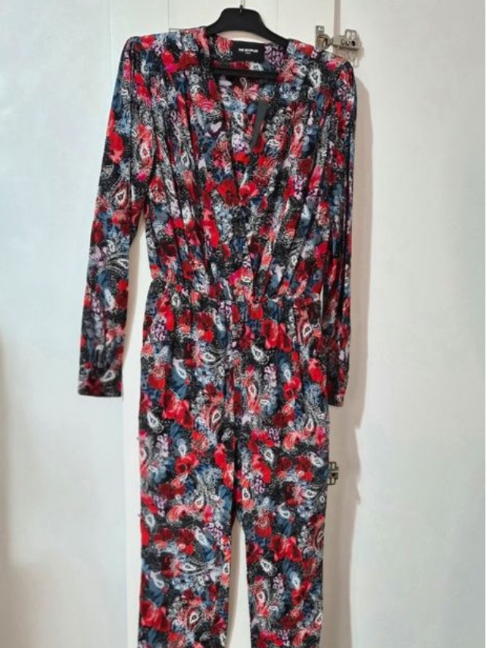 The Kooples Red, Black & Blue Floral-Print Jumpsuit